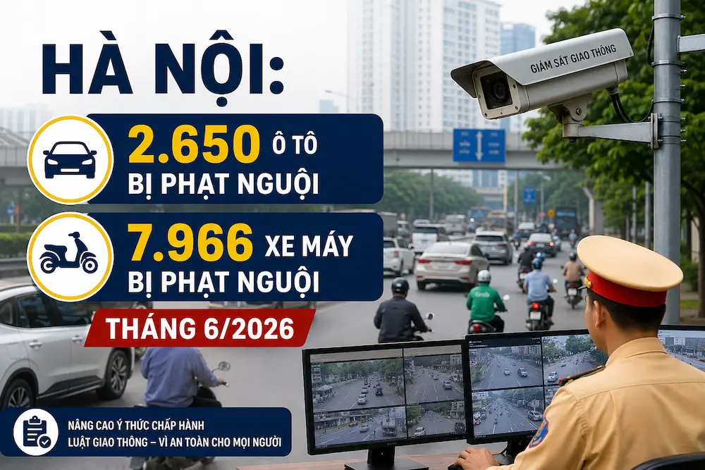 Hà Nội: 2.650 Ô Tô Và 7.966 Xe Máy Bị Phạt Nguội Tháng 6/2026